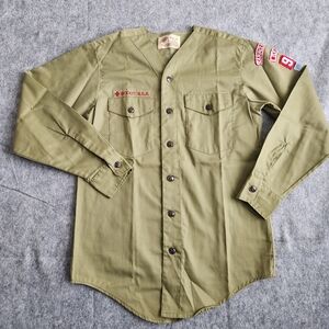 Boy Scouts of America Vinatge BSA Shirt Men M Green Long Sleeve Carrizo Texas 